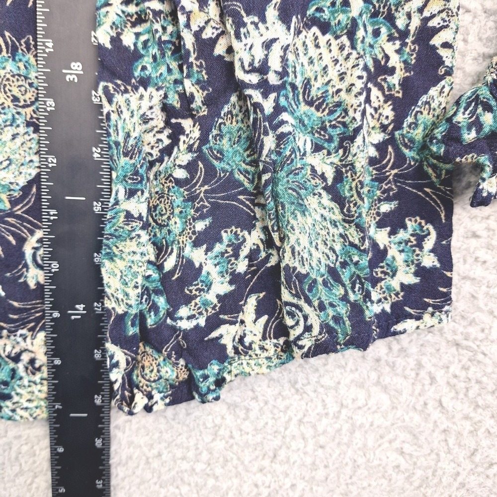 Free People Top Womens Small Blue Paisley Floral Flutter‎ Sleeves Boho - Picture 6 of 8